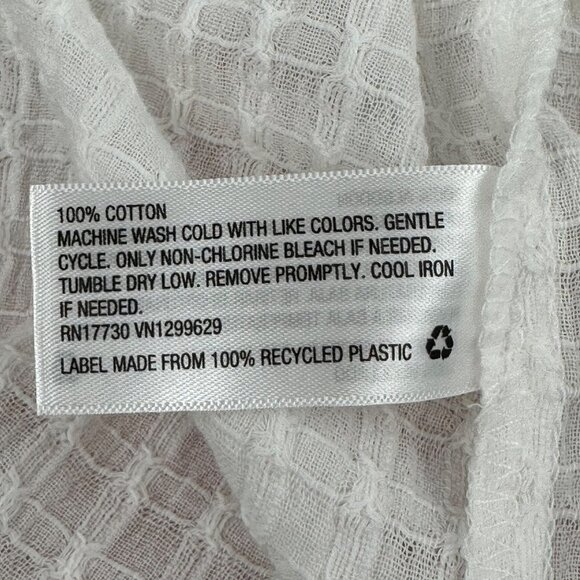 Knox Rose Balloon Short Sleeve Button Front Textured Top Size L Ivory White - Picture 7 of 9